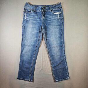 Simply Vera Wang Womens Jeans Blue Size 8 Straight Stretch Cropped Cotton Blend